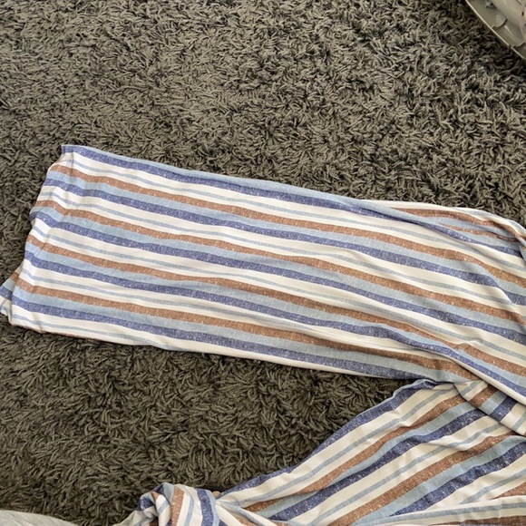 Striped brown and blue wide leg jumpsuit, M - Picture 8 of 8